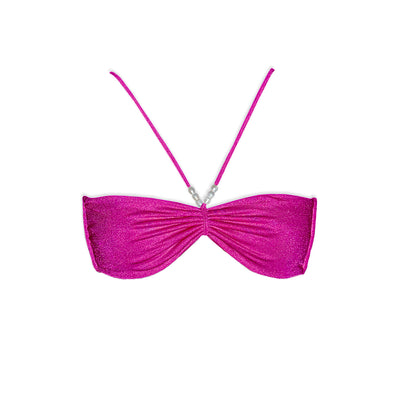 The Pearl Shimmer Bandeau Bikini Top - Pink
