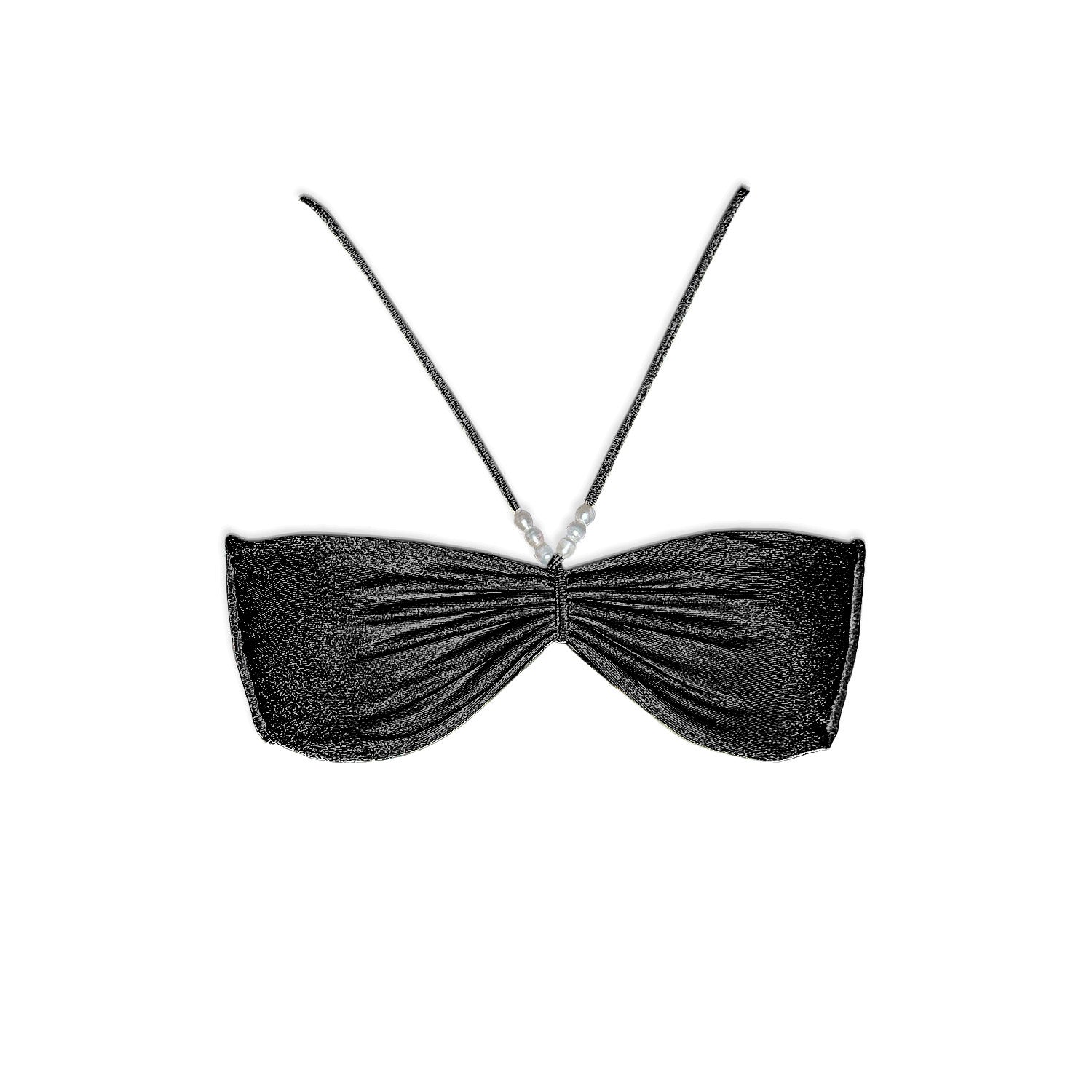 The Pearl Shimmer Bandeau Bikini Top - Black - inBodi Swim