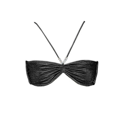 The Pearl Shimmer Bandeau Bikini Top - Black