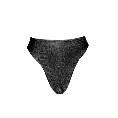 The Pearl Shimmer High Waist Bikini Bottom - Black