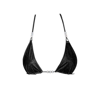 The Pearl Shimmer Triangle Bikini Top - Black